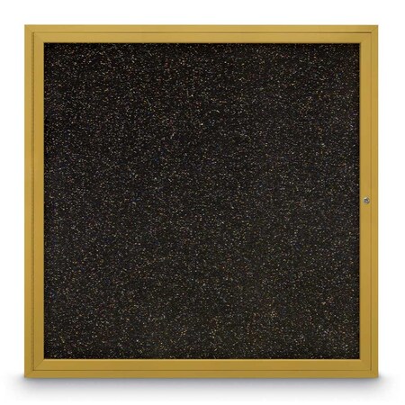 United Visual Products Sliding Door Indoor Enclosed Corkboard, 7 UV9027ACS-GOLD-FORBO